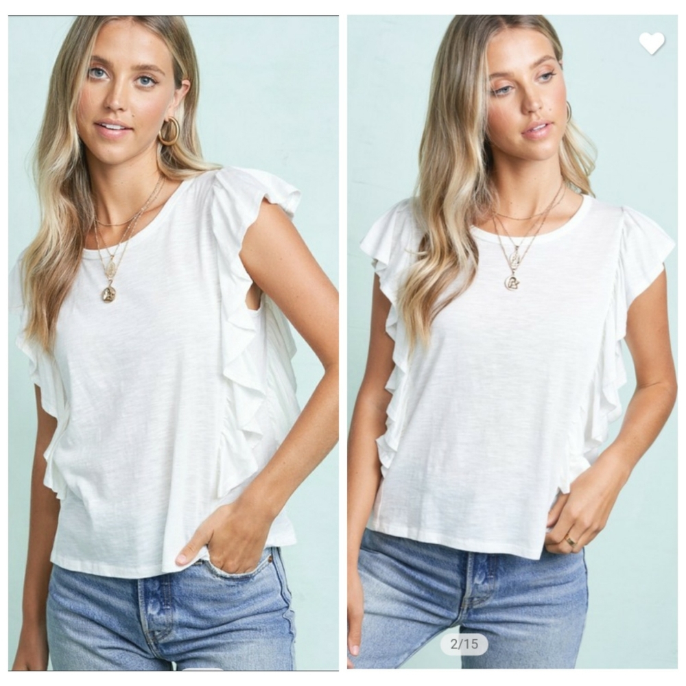 Side ruffle basic top